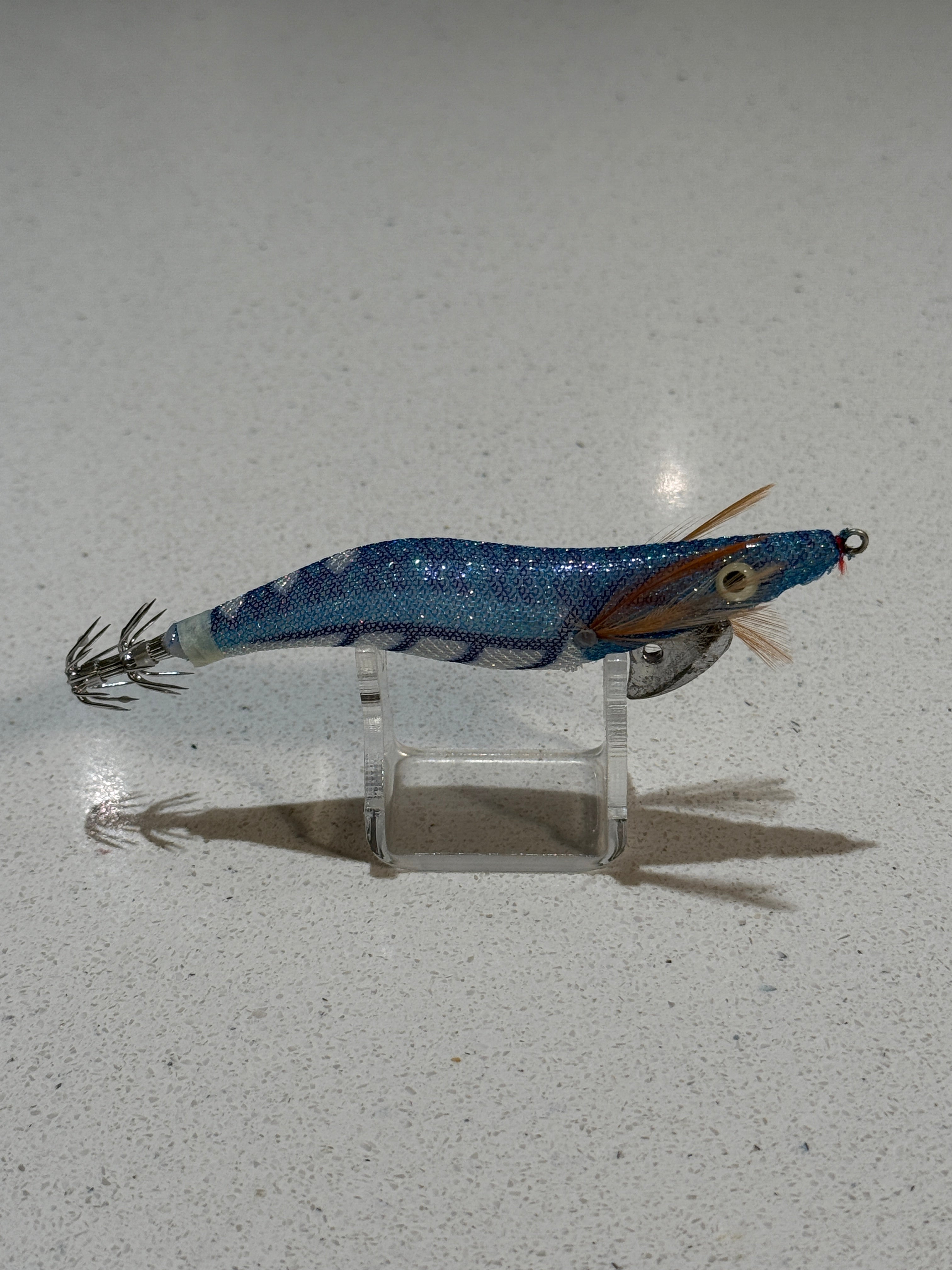 Premium Glow Egi Squid Jig With Rattle Beads - Blue