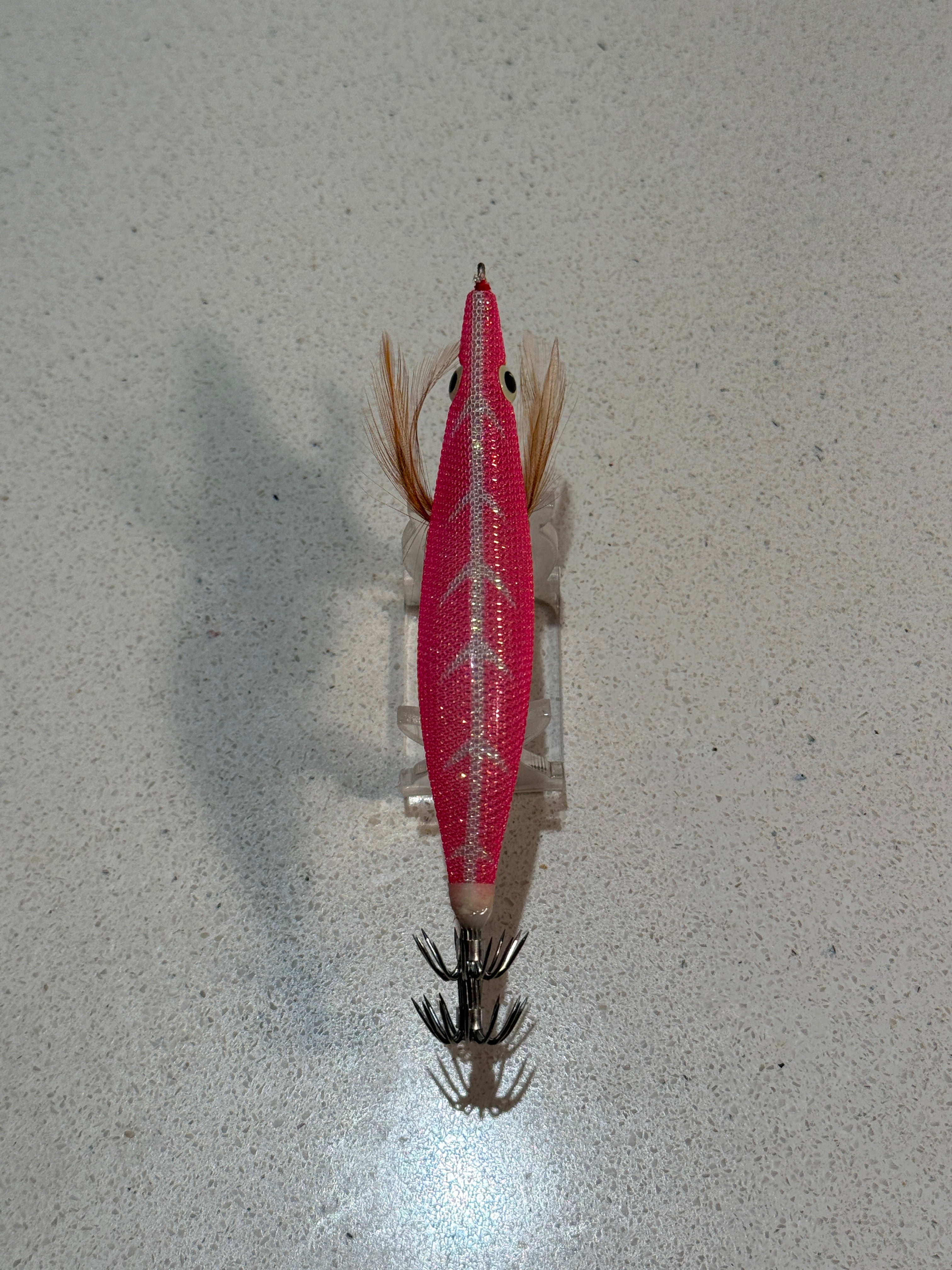 Premium Glow Egi Squid Jig With Rattle Beads - Pink