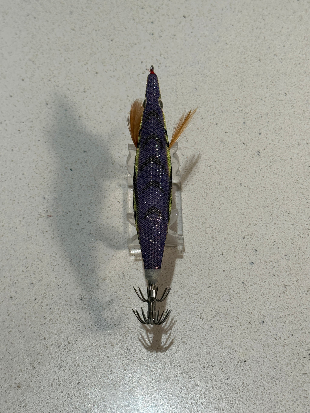 Premium Glow Egi Squid Jig With Rattle Beads - Purple