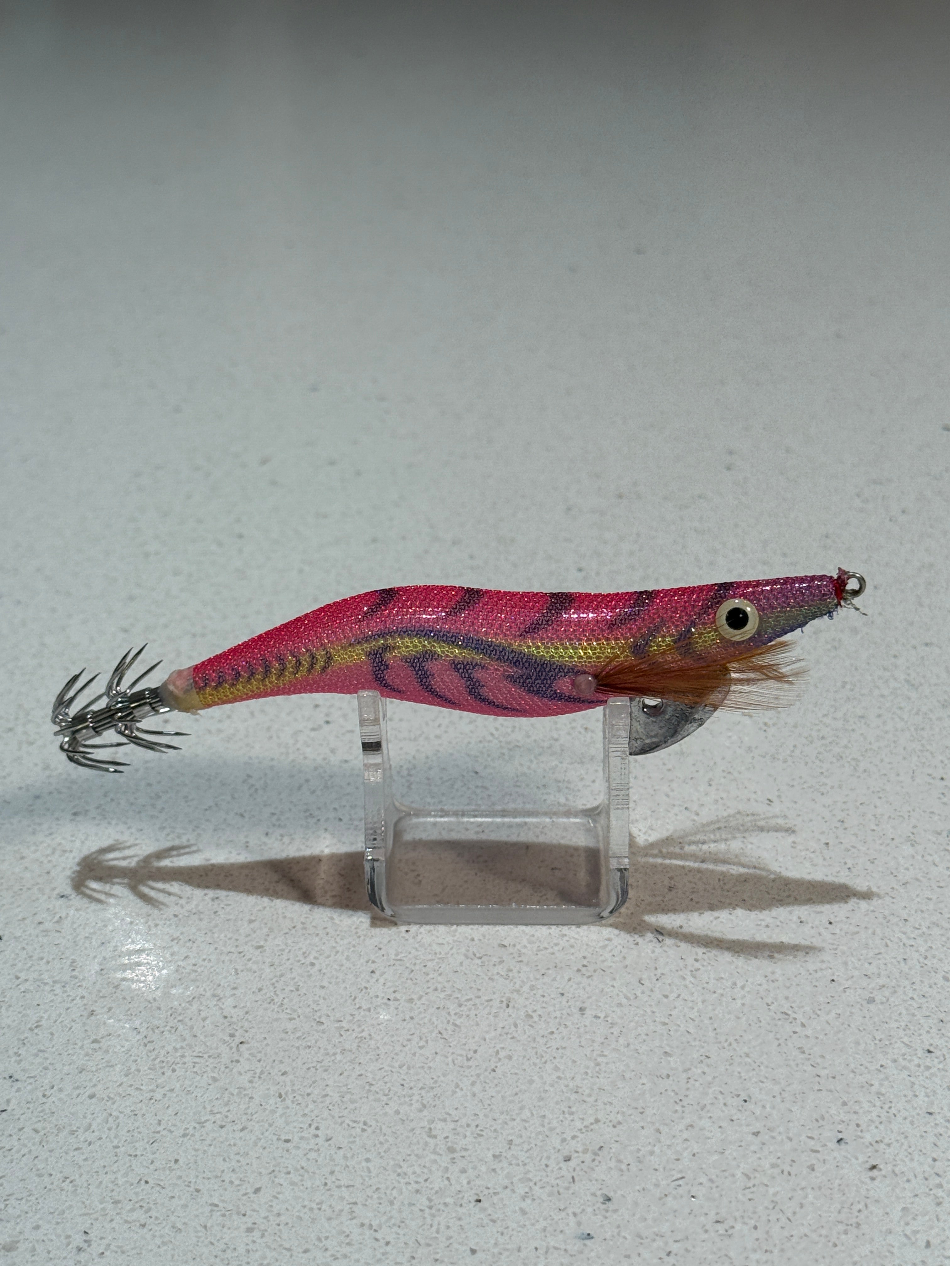 Premium Glow Egi Squid Jig With Rattle Beads - Purple Red