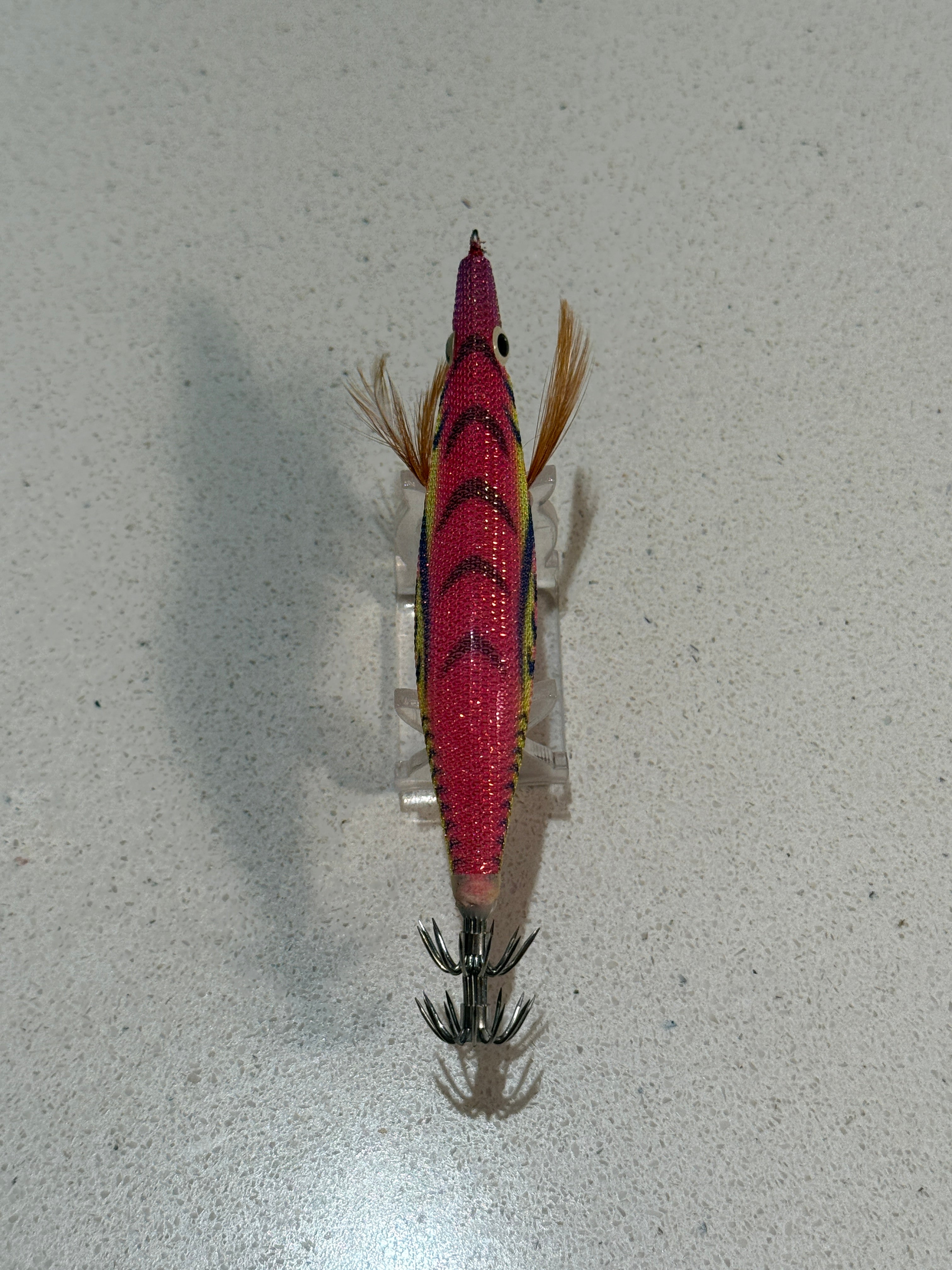 Premium Glow Egi Squid Jig With Rattle Beads - Purple Red