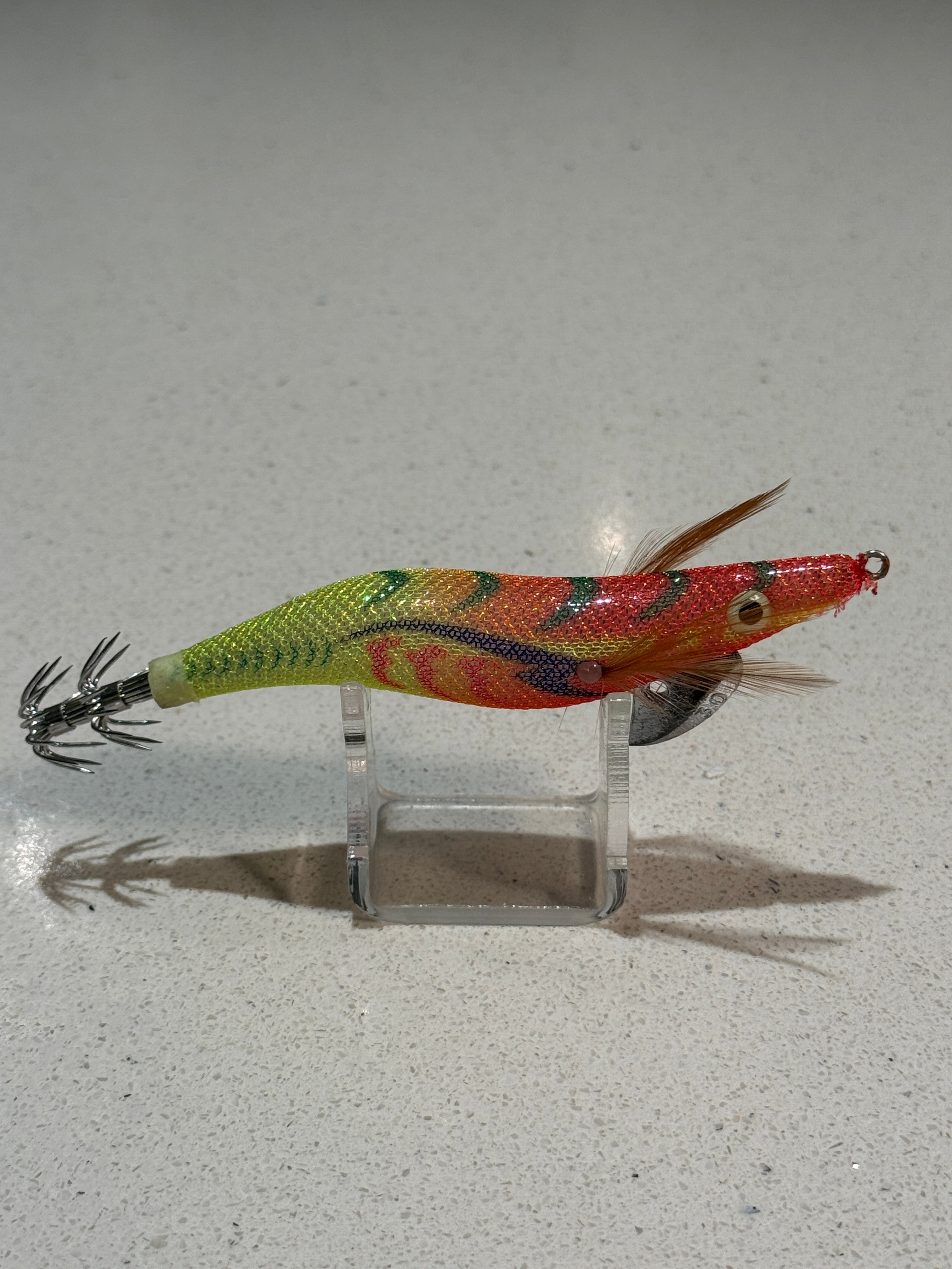 Premium Glow Egi Squid Jig With Rattle Beads - Orange Yellow