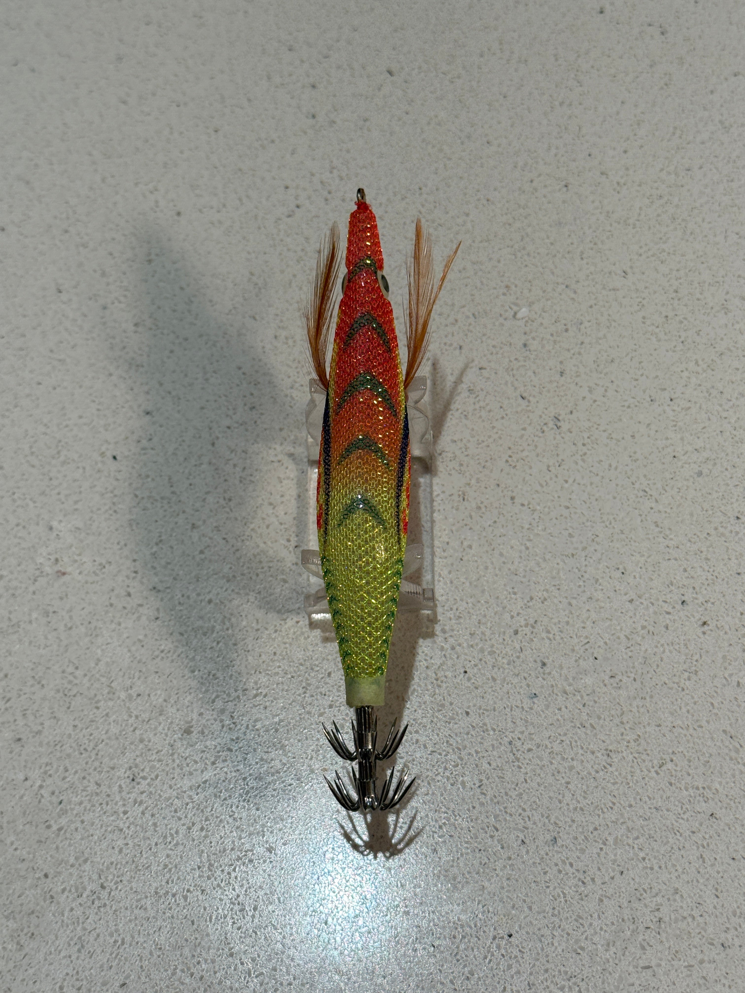 Premium Glow Egi Squid Jig With Rattle Beads - Orange Yellow