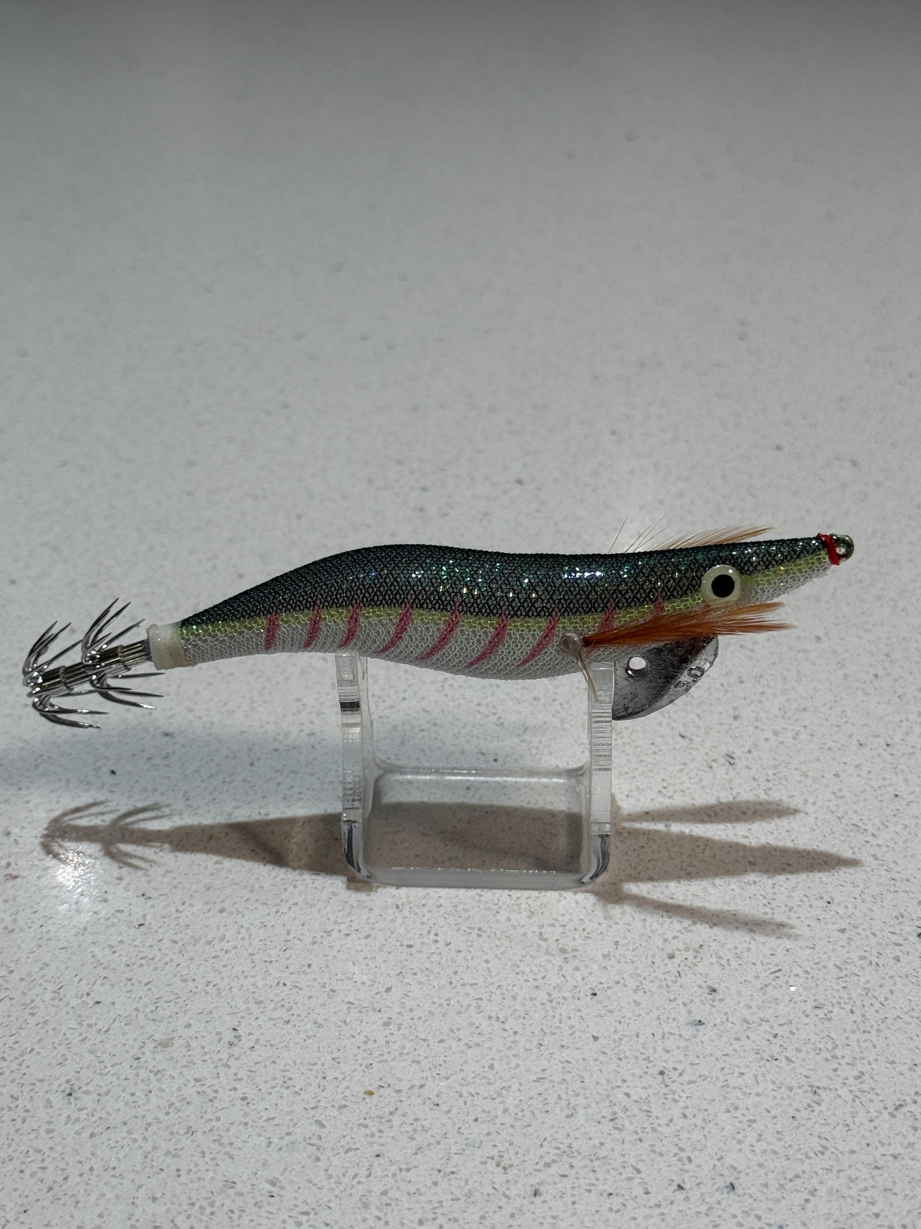 Premium Glow Egi Squid Jig With Rattle Beads - White Green