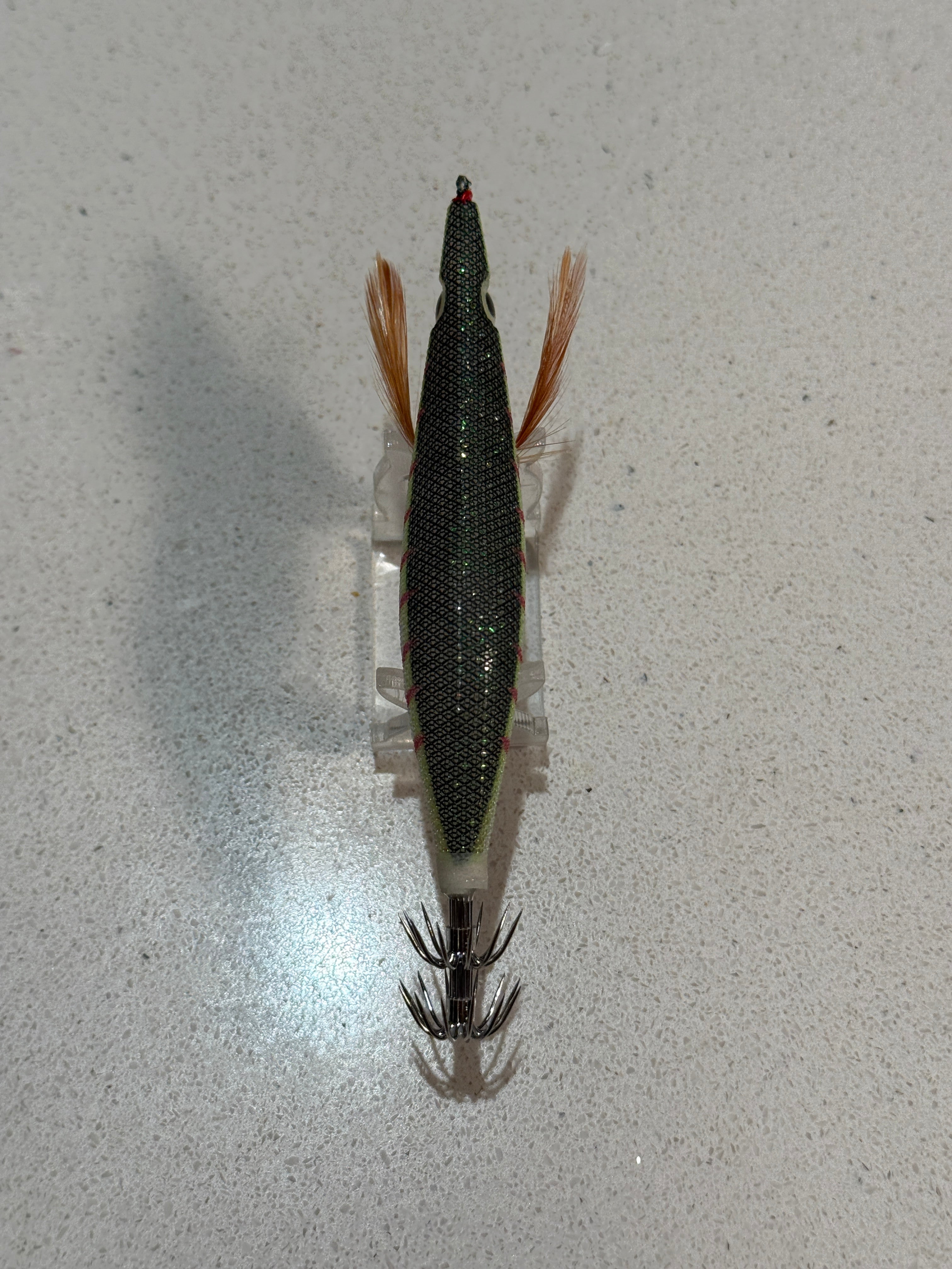 Premium Glow Egi Squid Jig With Rattle Beads - White Green