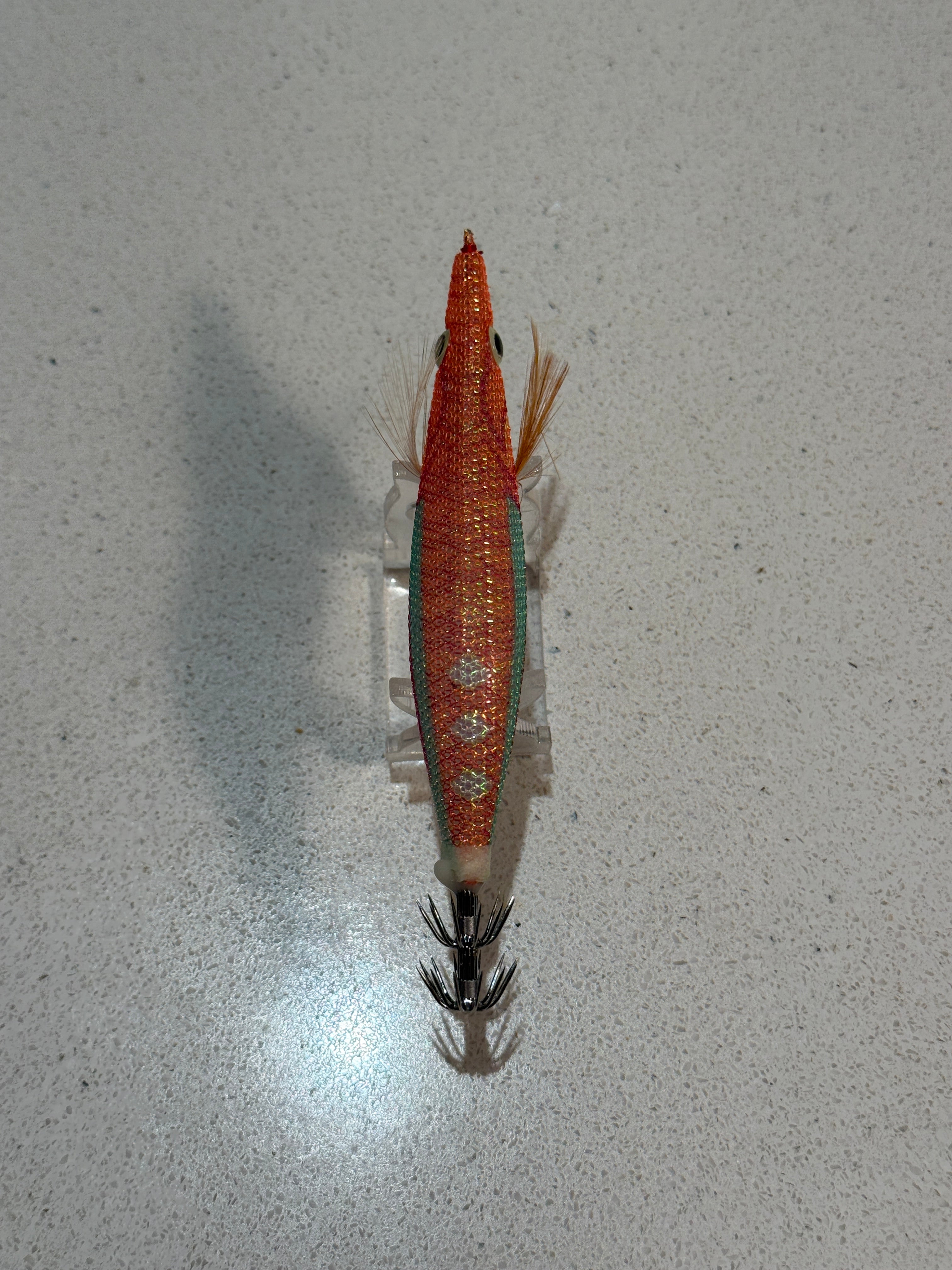 Premium Glow Egi Squid Jig With Rattle Beads - Orange