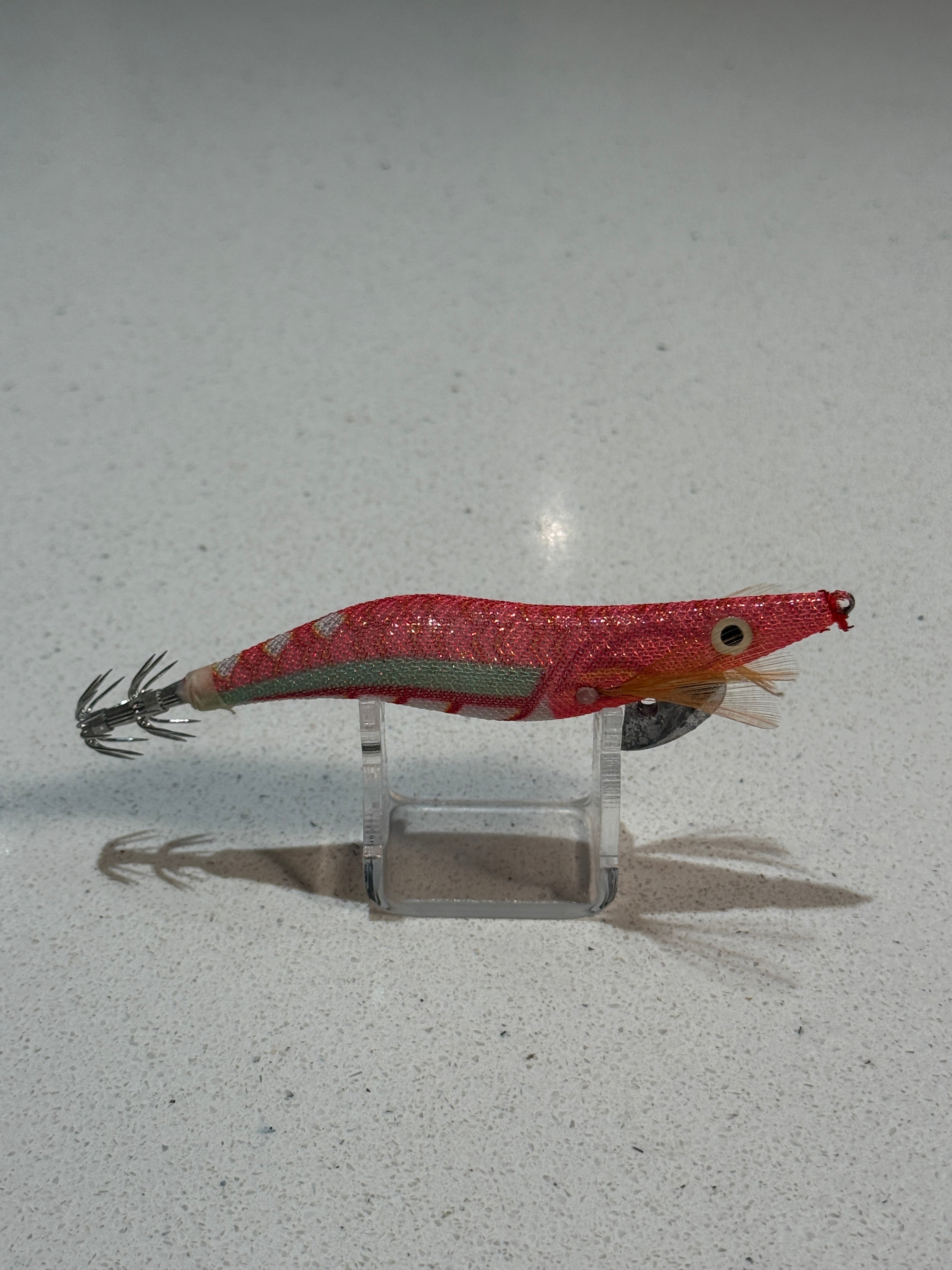 Premium Glow Egi Squid Jig With Rattle Beads - Melon Pink