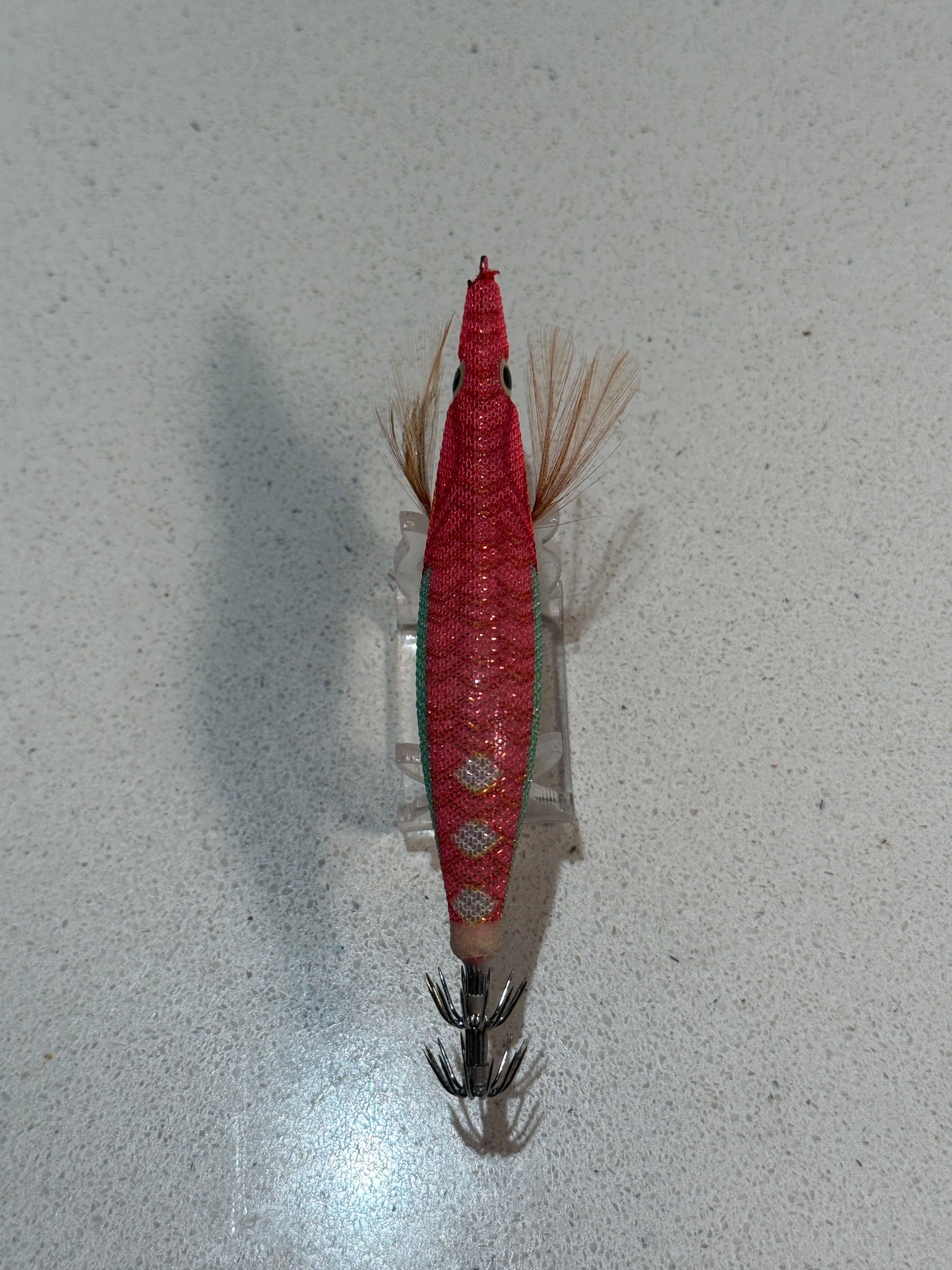 Premium Glow Egi Squid Jig With Rattle Beads - Melon Pink